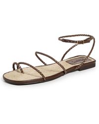 SCHUTZ SHOES - Kaya Straw Flat Sandals - Lyst