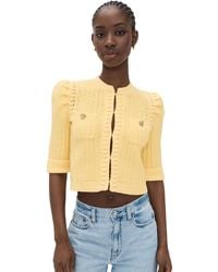 L'Agence - Delilah Crop Textured Cardigan - Lyst