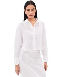 Le Bos - Felicity Boxy Cropped Linen Button Down - Lyst