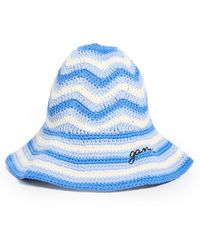 Ganni - Cotton Crochet Bucket Hat - Lyst