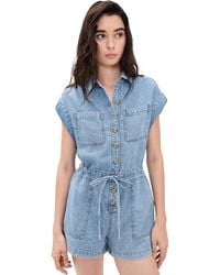 PAIGE - Maliah Denim Romper - Lyst