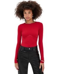 Fleur du Mal - Hourglass Rib Long Sleeve Thong Bodysuit - Lyst