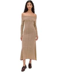 Le Bos - Gingham Knit Off Shoulder Dress - Lyst