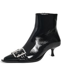 Ganni - Naplack Buckle Low Boots - Lyst