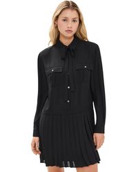Theory - Pleated Skirt Mini Dress - Lyst