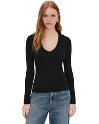 James Perse - Stretch Rib Double Front Deep V Tee - Lyst