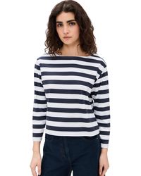 Theory - Stripes Boat Neck Tee - Lyst