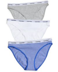 Calvin Klein - Cavin Kein Underwear Bikini 3 Pack Ophie Tripe/white/grey H - Lyst