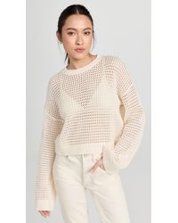 NSF Blayne Crochet Crop Crew Sweater - Natural