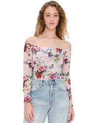 L'Agence - Peonie Off Shoulder Thong Bodysuit - Lyst