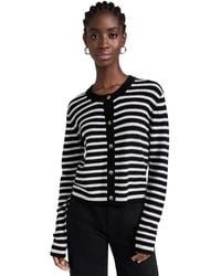 ATM - Atm Anthony Thomas Meio Woo Cashmere With Stripe Cropped Cardigan Back/grey - Lyst