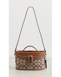 バッグ Coach Signature Accessory Pouch Brown COACH Brown Zip Signature Skinny Leather Pouch Accessory