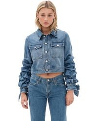 Alice + Olivia - Tiff Denim Jacket With Bow Sleeve - Lyst