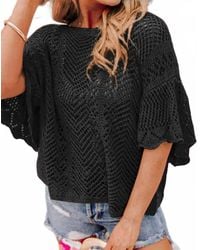 Shewin - Pointelle Knit Oversized Top - Lyst