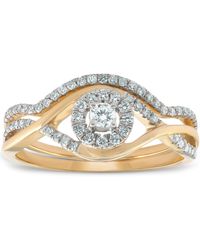 Pompeii3 - 1/2ct Diamond Engagement Wedding Ring Set Halo Lab Created - Lyst