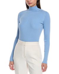 Lafayette 148 New York - Ribbed Split Mock Neck Silk-Blend Sweater - Lyst