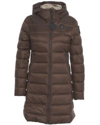 Blauer - Quilted Down Coat With Integrated Hood And Two-Way Zipper - Lyst