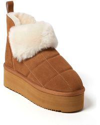 Dearfoams - Fireside By Bayswater Genuine Shearling Quilted Platform Bootie - Lyst