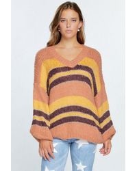 TRUEDAMES - V-Neck Cozy Thick Knit Stripe Pullover Sweater - Lyst
