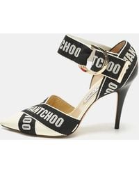 Jimmy Choo - Canvas And Leather Pointed Toe Ankle Strap Pumps - Lyst