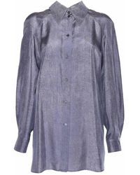 Alberta Ferretti - Fluid Silk Shirt With Classic Collar - Lyst