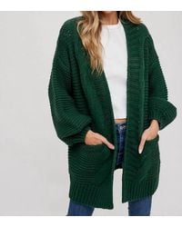 Bluivy - Chunky Cable Lantern Sleeve Cardigan - Lyst