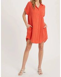 She + Sky - Button Up Shirt Dress - Lyst