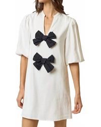 Lalavon - Dual Bow Linen Shift Dress - Lyst