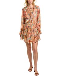 Fate - Denim Chiffon Mini Dress - Lyst
