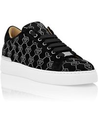 Philipp Plein - Nappa Leather Lo-Top Sneakers Strass Monogram - Lyst