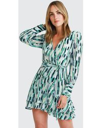 Belle & Bloom - Green A Night With You Mini Wrap Dress - Final Sale - Lyst