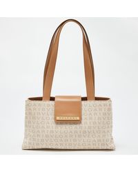 BVLGARI - Signature Canvas And Leather Tote - Lyst