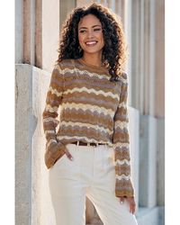 Lascana - Open Knit Wavy Stripe Sweater - Lyst