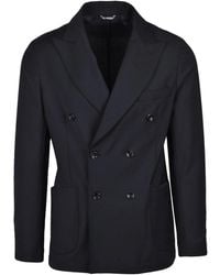 Les Hommes - Double-Breasted Wool Polyester Elastane Jacket - Lyst
