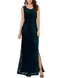 Connected Apparel - Petites Sequined Lace Evening Dress - Lyst