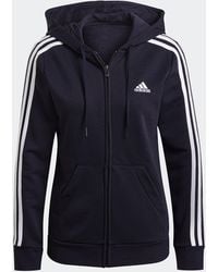 adidas - Essentials French Terry 3-Stripes Full-Zip Hoodie - Lyst