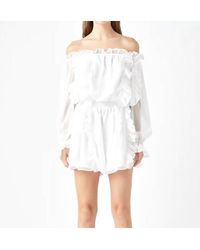 Endless Rose - Off The Shoulder Ruffled Romper - Lyst