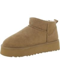 UGG - Classic Ultra Mini Platform Suede Sherpa Ankle Boots - Lyst
