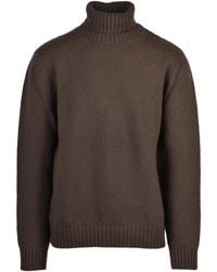 Eleventy - High Neck Wool Sweater With Ribbed Detailing - Lyst