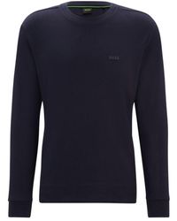 BOSS - Interlock-Cotton Sweatshirt With Logo Detail And Crew Neckline - Lyst