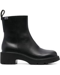 Camper - Milah Minimalist Sturdy Block Heel Leather Ankle Boots - Lyst