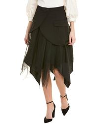 Gracia - Mesh Contrast Asymmetrical Side Pocket A-line Skirt - Lyst