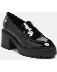 Guess Factory - Lifts Block Heel Penny Loafers - Lyst