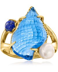 Ross-Simons - Italian Tagliamonte Venetian Glass Seashell Ring With Lapis And 5.5-6Mm Cultured Pearl - Lyst