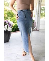 SOFIA The Label - Jennie Asymmetrical Denim Midi Skirt - Lyst