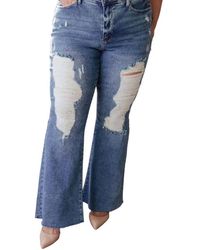 Judy Blue - High Rise Heavy Destroy Flare Jeans - Lyst
