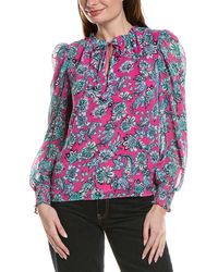 Cece - Smocked Cuff Ruffle Blouse - Lyst