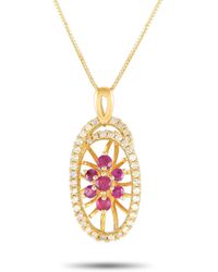 Non-Branded - Lb Exclusive 14k Yellow Gold 0.22ct Diamond And Ruby Necklace Pd4-15491yru - Lyst