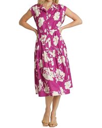 Umgee - Floral Collared Midi Dress - Lyst
