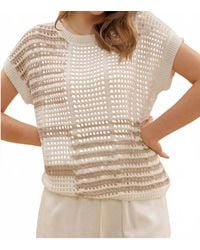 Blu Pepper - Carlie Stripe Crochet Short Sleeve Top - Lyst